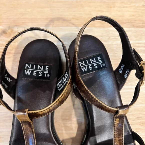 Nine West Brown Leather Strappy Sandals Size 7.5 - Picture 7 of 8